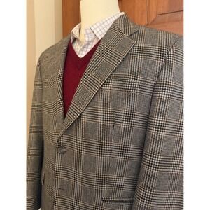 Ralph Lauren Lambswool Sport Coat Mens 40S Glen Check Two-Button Blazer Jacket